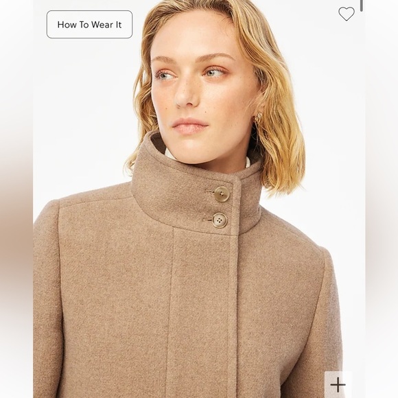 NWT J. Crew Size 12 City coat with button neck Brown BU261 Wool Blend - Picture 2 of 9